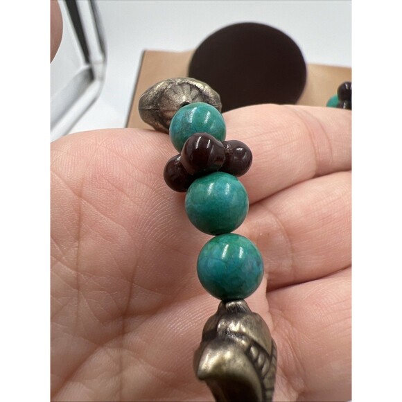 Vintage Leonard Craig Designer Necklace Real Stones & Glass Jadeite Malachite - Picture 4 of 7